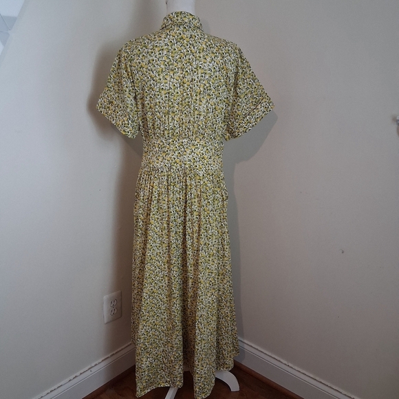 J. Crew Fitted Waist Shirtdress In Butter Yellow with Liberty Fabric Size 12 - Picture 5 of 13